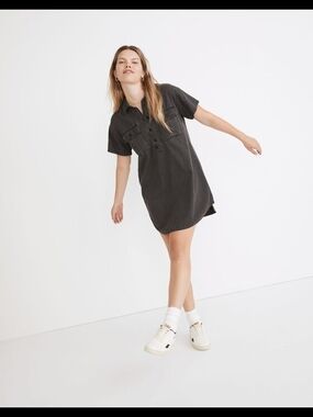 Madewell Denim Popover Shirtdress in Lunar Wash